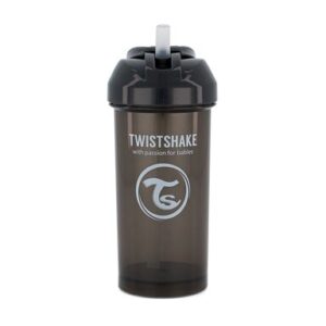 vaso con pajita negro pastel (360 ml)